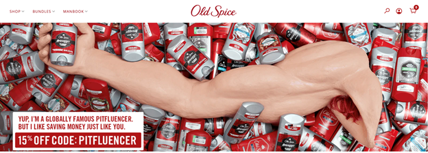 Old Spice’s tone of voice is often goofy and enthusiastic